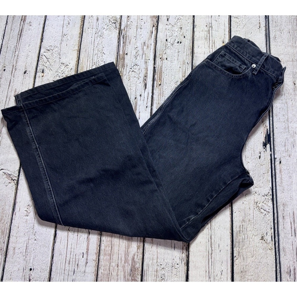 Pistola Womens Relaxed Wide-Leg Taylor Jeans Black High Rise USA Cotton Size 27